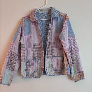 Reversible quilted patchwork gingham jacket in pastel colors